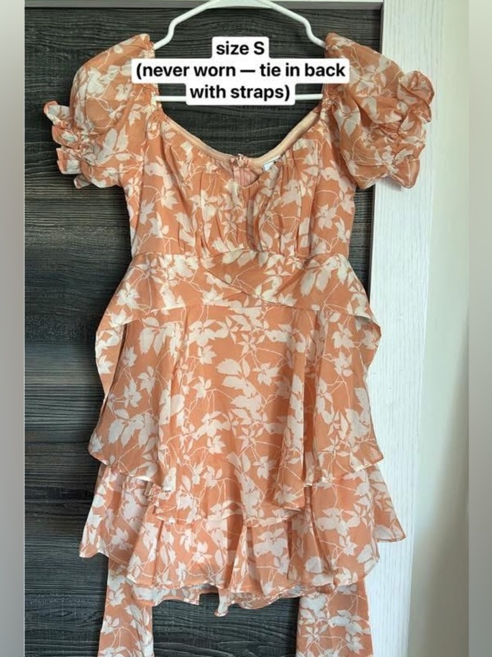 Women’s Peach Floral Ruffle Dress